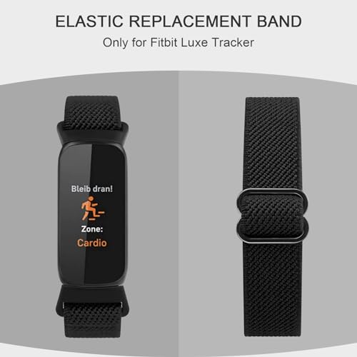 Meliya Black Elastic Nylon Fitbit Luxe Replacement Sport Band for Women Men
