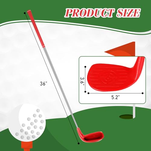 Oversize Head Golf Club Set 36 Inch with Practice Balls & Tees - Red, 4 Clubs