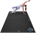 Onyx Black Yoga Mat with Gray Towel, Straps & Carry Bag - 7' x 5' 8mm Non-Slip Exercise Mat