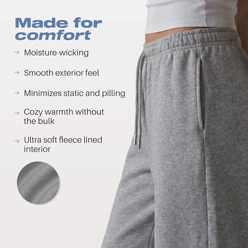 Common Stitch 3-Pack Wide Leg Fleece Sweatpants for Women - Medium, Black & Grey