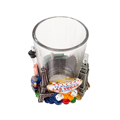 Las Vegas Shot Glass with Landmarks - 2 Ounces, 3D Wrap Landmarks