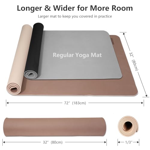 Milky Coffee Yoga Mat 80cm Wide, 8mm Thick Exercise Mat with Carry Strap