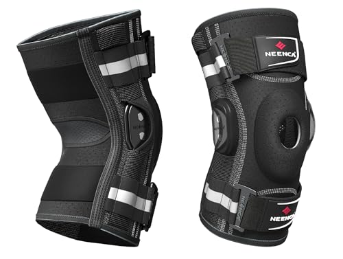 NEENCA Large Black Hinged Knee Support Brace for Pain Relief & Injury Recovery