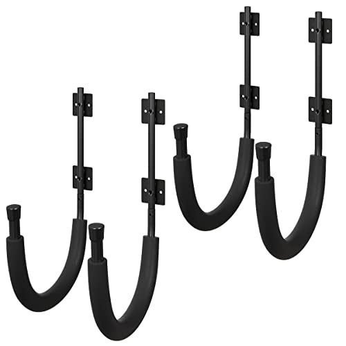 2-Pack Kayak Wall Mount Hangers with 100lb Capacity - Garage Storage Hooks - Black