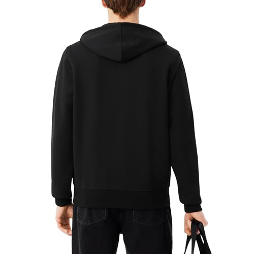 Lacoste Men's Double Face Jersey Zipped Hoodie Large Black - Modern Tonal Finish