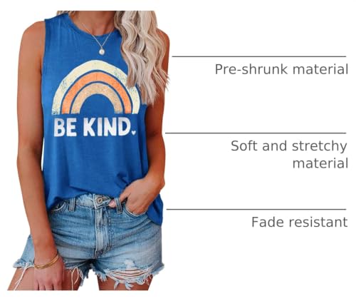 Large Women's Tank Top - Loose Fit Summer Cute Graphic Sleeveless Shirt - Blue