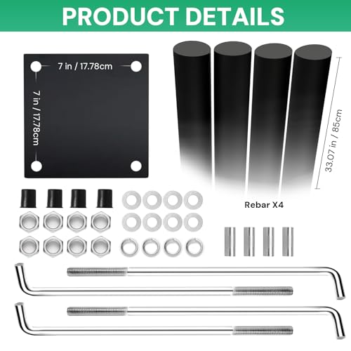 Utag 7-Inch Heavy-Duty Basketball Hoop Anchor Kit - Black