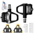 Lightweight Clipless Pedals SPD-SL Compatible 3-Bolt Road Cycling Pedal Set Matte Black