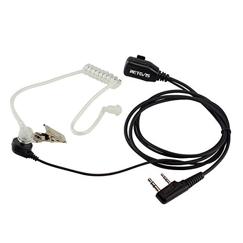Case of 10, Retevis Walkie Talkies Earpiece with Mic 2 Pin Acoustic Tube Headset, for RT22 RT21 RT68 H777, Compatible with Pxton Baofeng BF-888S BF-T26 Kenwood walkie talkie, Two Way Radio Earpiece