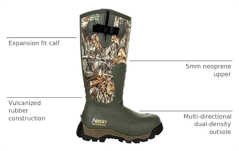 ROCKY Sport Pro Rubber Snake Boot - Realtree Edge 7-Inch Pull-On