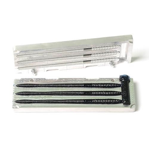 Soft Plastic Fishing Lure Mold 3-Cavity Aluminium Injection for Worms 6''