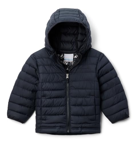 Kids Powder Lite II Hooded Jacket - Medium Black - Lightweight & Warm Columbia Outerwear