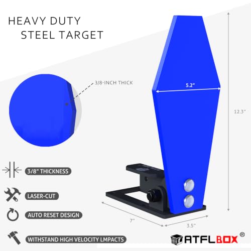 2 Pack Auto Reset Shooting Targets 3/8 Inch AR500 Steel 12.5x6 Inch for Pistol Rifle Range