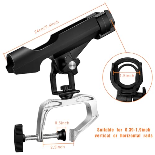 6-Pack Boat Fishing Rod Holders - 360° Adjustable Clamp for Kayak Canoe Raft