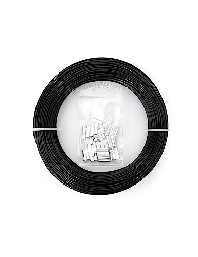 Bluewing 100yd Outrigger Line Rigging Kit with Aluminum Crimps and 1.9mm 400Lb Monofilament - Black