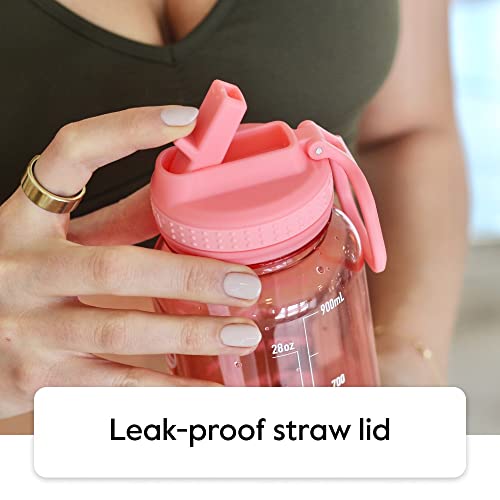 Takeya 32 Oz Motivational Water Bottle with Straw Lid - Stormy Black