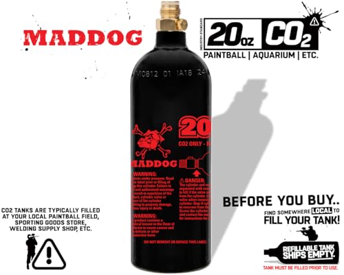 20 Oz Refillable Aluminum CO2 Paintball Tank - Industry-Standard Repeater Valve, Ships Empty