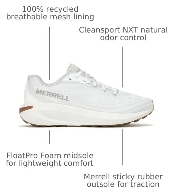 Merrell Men's Morphlite Trail Sneakers - 11 White Road & Trail Shoes