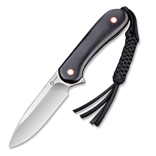 Fixed Blade Camping Knife with Leather Sheath and Paracord Lanyard - Outdoor Survival Knife