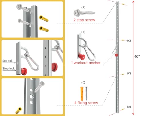 80-Inch Adjustable Resistance Band Wall Anchor V2 for Home Gym & Suspension Training