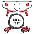 Hydraulic Disc Brake Set for E-Bike Mountain & Road Bikes 2-Pin 4-Pistons Red