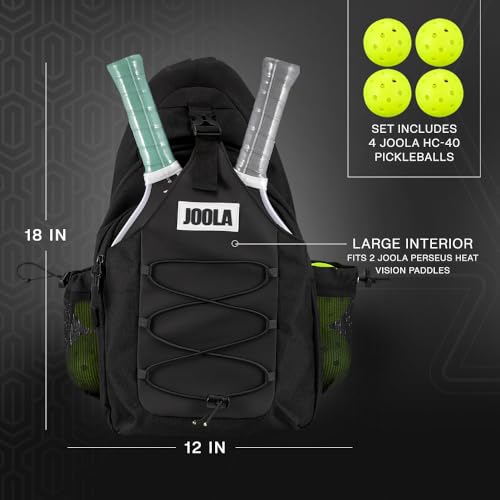 JOOLA Heat Vision Pickleball Paddle Set with 2 Carbon Fiber Paddles, 4 Balls & Sling Bag