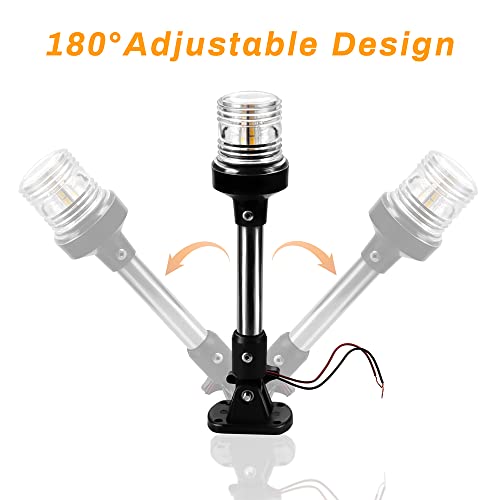 Boat Stern Light 9 Inch White LED Anchor Light for Marine Safety - Bimini Top Lights