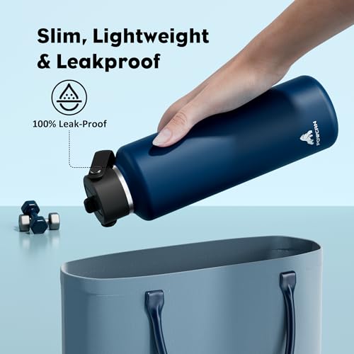 Insulated 24 oz Water Bottle with Leakproof Straw Lid - Indigo Blue