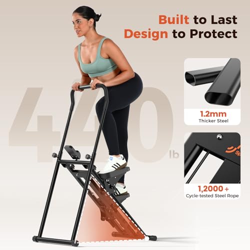 Sportneer Foldable Stair Stepper for Home Gym Black, Adjustable Resistance, Full-Body Workout