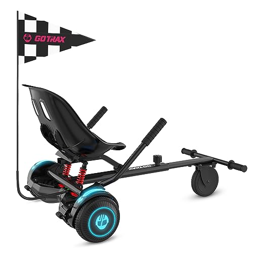 Hoverboard Seat Attachment for 6.5, 8.5 & 10 Inch Self-Balancing Scooters - Black, Single Tube & Shock Absorption
