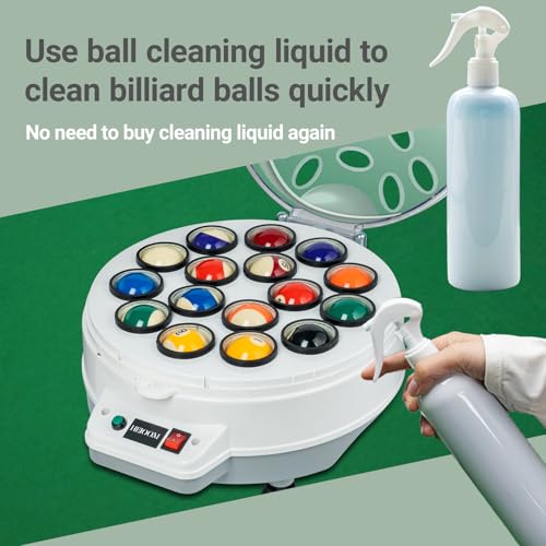 HEIOOM White Pool Ball Cleaner & Polishing Machine for 16 Billiard & Snooker Balls