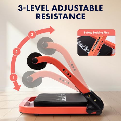 SQUATZ Red Ab Machine for Stomach & Full-Body Workout, Adjustable Resistance