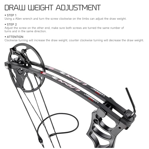 Compound Bow for Hunting & Target Shooting - Right Hand, 0-70 lbs, Adjustable, 25-31" Draw, Up to 320 fps - Black, Variation of This Listing