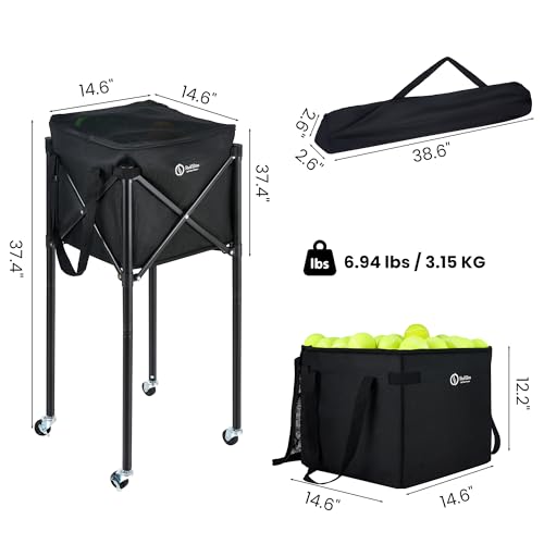 ShelfElites Plus Portable Tennis Ball Hopper with Handle - Ball Collector & Storage for Court & Practice