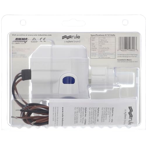 Auto Submersible Bilge Pump 12V 800GPH Rule RM800B, AutoSense, Standard