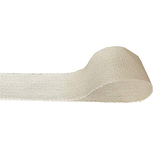 1 Inch Heavy Cotton Webbing Strap - 25 Yards for Bags and Crafts - Natural