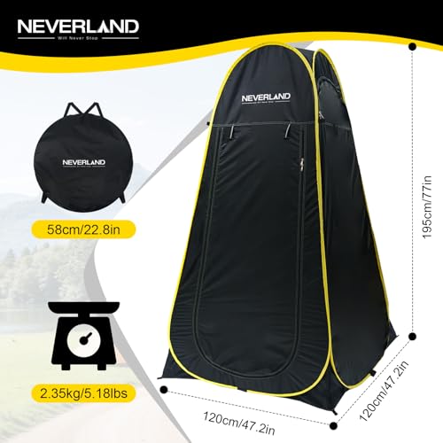Black Pop Up Privacy Shower Tent for Camping 47x47x77 Inch