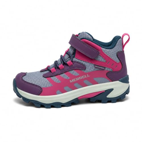 Kids Waterproof Hiking Shoes - Merrell Moab Speed 2 Mid A/C Big Kid Berry Navy