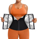 TrainingGirl Waist Trainer for Women Working Out Sweat Belly Band - Black & Silver, Medium