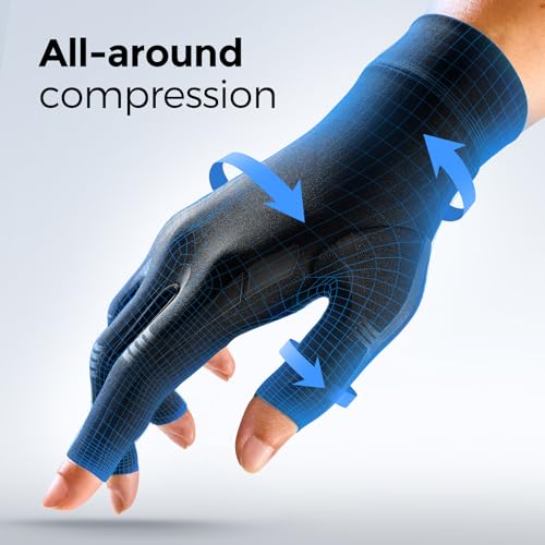 Men's M-Pair Matte Black Compression Arthritis Gloves for Hand Pain Relief