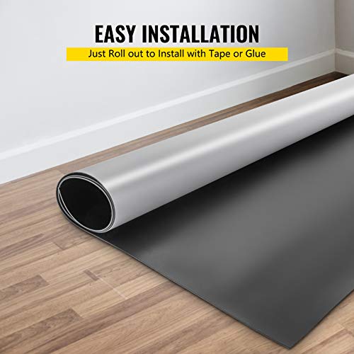 Dance Floor Roll 6.6 x 15.7 ft PVC Portable Practice Mat Non-Slip Wearproof Grey/Black