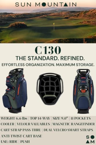 Sun Mountain Men's C130 Cart Golf Bag 2026 Model Black Steel Red