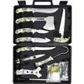 Jellas 15-Piece Hunting & Outdoor Gear Set with 4.6-Inch Fixed Blades and Portable Case