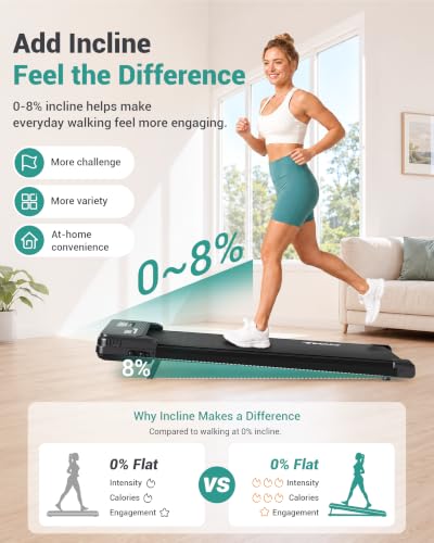 TKWRUN Black 6 Walking Pad with Vibration Plates & Incline - Under Desk Treadmill