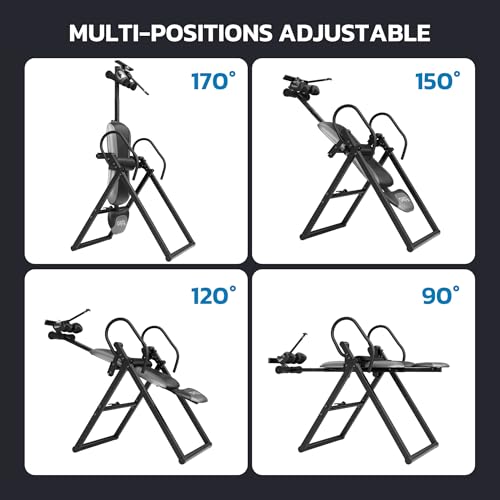 YOLEO Inversion Table for Back Pain Relief with Removable Lumbar Pad - Grey/Black, Foldable, Adjustable Safety System ITX320