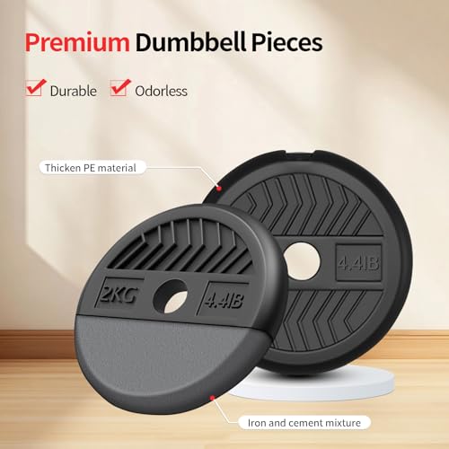40LBS Adjustable Dumbbell Set with Kettlebell Handle - 4-in-1 Home Gym Equipment, Black