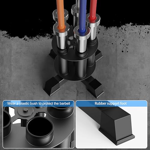 EVERYMATE Rotatable Vertical Barbell Rack - Heavy-Duty Steel, 5-Bar Capacity, Space-Saving Gym Organizer