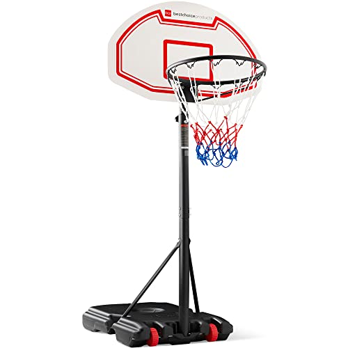 Kids Adjustable Portable Basketball Hoop Set - White, 70.5-82.3 Inch Height