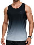 EZRUN Men's UPF 50+ Gradient Black Grey Quick Dry Tank Top for Workout & Beach - Medium