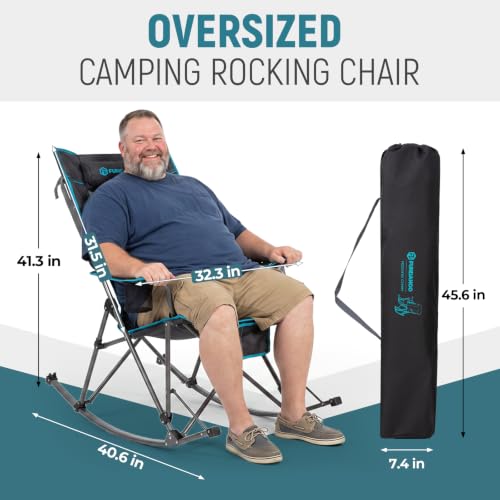 FUNDANGO Oversized Rocking Camping Chair 2 Pack Black - Foldable & Padded